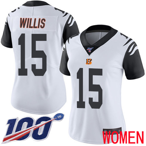 Cincinnati Bengals Limited White Women Damion Willis Jersey NFL Footballl #15 100th Season Rush Vapor Untouchable